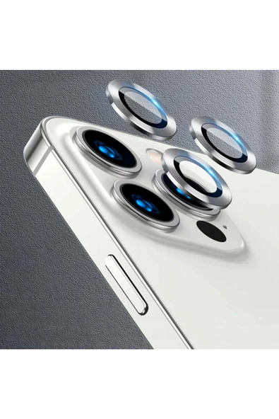 iPhone 12 Pro Max Uyumlu YSF CL-07 Kamera Lens Koruyucu-Gümüş