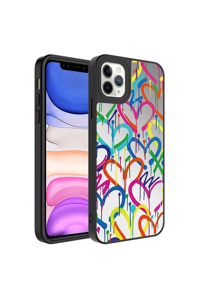 Uyumlu Apple iPhone 11 Pro Kılıf Aynalı Desenli Kamera Korumalı Parlak Mirror Kapak Zore