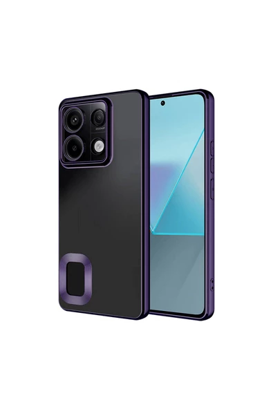 Xiaomi Poco M6 Pro 4G Uyumlu ODC Kılıf Kamera Korumalı Logo Gösteren Zore Omega Kapak-Derin Mor