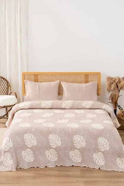 Rivaİstanbul Forest Bej Çift Kişilik 3 Parça 240x260 cm Pike Takımı Daily Set - Resim 2