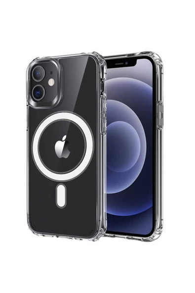 iPhone 12 Uyumlu Zore Tacsafe Wireless Kılıf-Renksiz