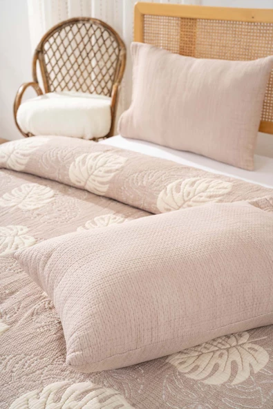 Rivaİstanbul Forest Bej Çift Kişilik 3 Parça 240x260 cm Pike Takımı Daily Set - Resim 4