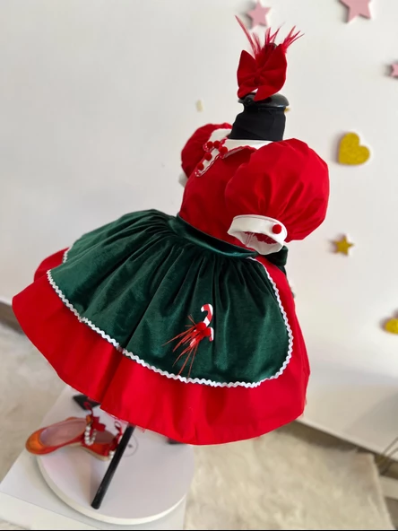 Noel Baba Kostümü - Küçük Çocuk ve Kız Çocukları için Noel Elbisesi, Şenlikli Noel Temalı Kıyafet, Cadılar Bayramı Kostümü - 3