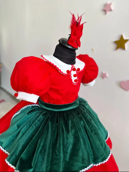 Noel Baba Kostümü - Küçük Çocuk ve Kız Çocukları için Noel Elbisesi, Şenlikli Noel Temalı Kıyafet, Cadılar Bayramı Kostümü - 8
