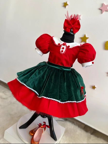 Noel Baba Kostümü - Küçük Çocuk ve Kız Çocukları için Noel Elbisesi, Şenlikli Noel Temalı Kıyafet, Cadılar Bayramı Kostümü - 10