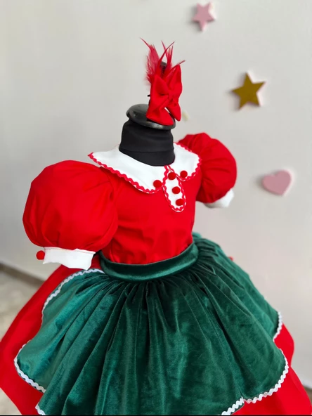 Noel Baba Kostümü - Küçük Çocuk ve Kız Çocukları için Noel Elbisesi, Şenlikli Noel Temalı Kıyafet, Cadılar Bayramı Kostümü - 9