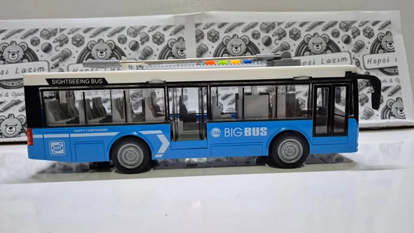 Işıklı Sesli Sürtmeli Oyuncak Şehir Otobüsü 28 Cm Oyuncak Otobüs Araba - 3