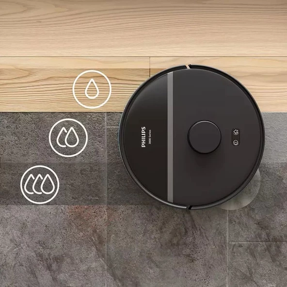 Philips HomeRun 3000 Serisi Aqua XU3000/01 Siyah Akıllı Robot Süpürge - 9