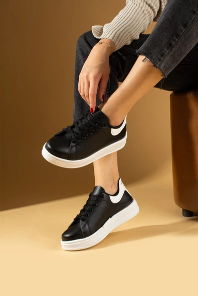Pembe Potin Rahat Taban Bağcıklı Kadın Sneaker 001-340-24SBeyaz - 3
