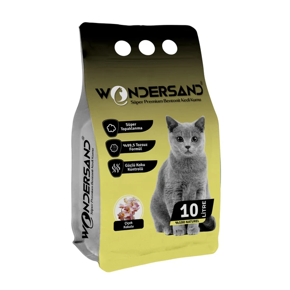 WONDERSAND ÇİÇEK KOKULU İNCE TANE TOPAKLANAN KEDİ KUMU 10 LT