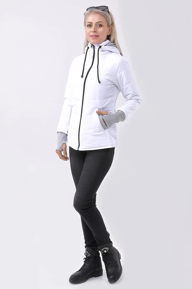 Günlük Su Geçirmez Kışlık Şişme Kadın Mont - Resim 6