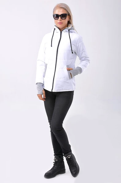 Günlük Su Geçirmez Kışlık Şişme Kadın Mont - Resim 4