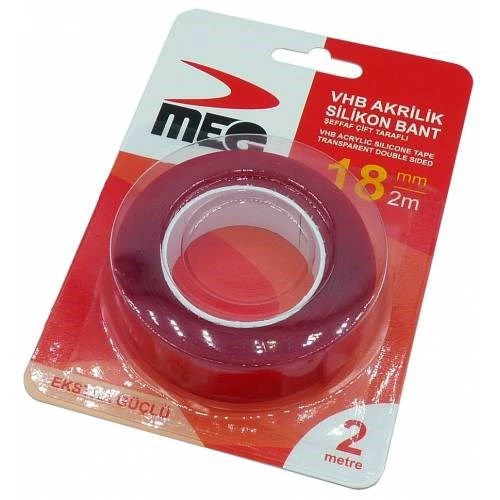 Meg Çift Taraflı Bant Akrilik Silikon Extra Güçlü Bant 18mm x 2MT - Resim 3