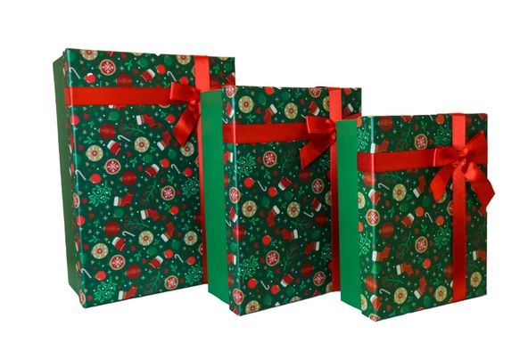 Kolix 3'lü Yılbaşı Temalı Dekoratif Fiyonklu Hediye Kutusu Yeşil 35x25x13 Cm Büyük Boy - Resim 2