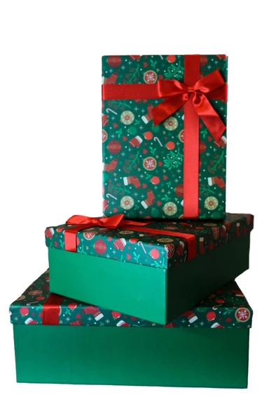 Kolix 3'lü Yılbaşı Temalı Dekoratif Fiyonklu Hediye Kutusu Yeşil 35x25x13 Cm Büyük Boy ürün görseli 1