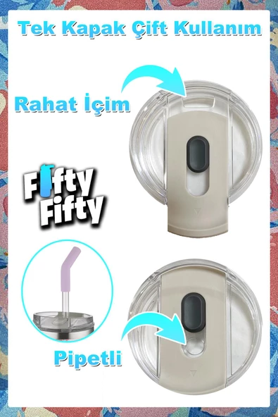 Vagonlife Tumbler Özel Desenli Cup 590 ML Vakumlu Paslanmaz Çelik Termos Pipetli/Rahat İçim -FFVGN1001-590ML - 12