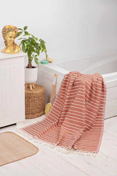 buldanstore Carmen Peştemal (KİREMİT) %80 Pamuk %20 Bambu 95x180cm. Banyo Havlusu, Plaj Havlusu - 3