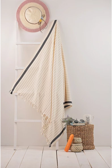 buldanstore Sungate Peştemal (EKRU) %60 Pamuk %40 Bambu 95x180cm. Banyo Havlusu, Plaj Havlusu