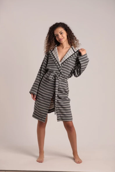 buldanstore Carmen Bornoz %80 pamuk %20 bambu Siyah-ekru - 3