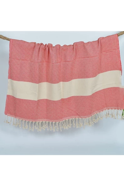 buldanstore Elmas Peştemal Kırmızı) %100 Pamuk 90*180cm. Banyo Havlusu, Plaj Havlusu - 5