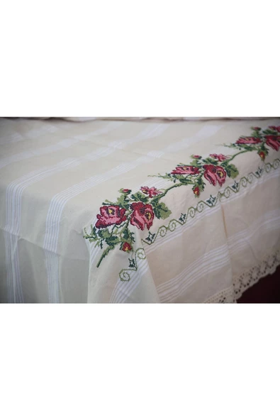 buldanstore Kaneviçe Nevresim Takımı El Işlemeli Çift Kişilik (KIRMIZI) - 5