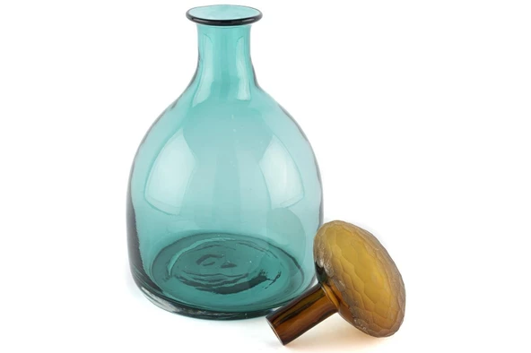 Mikasa Moor Turkuaz Amber Kapaklı Cam Vazo 17x28cm - Resim 2