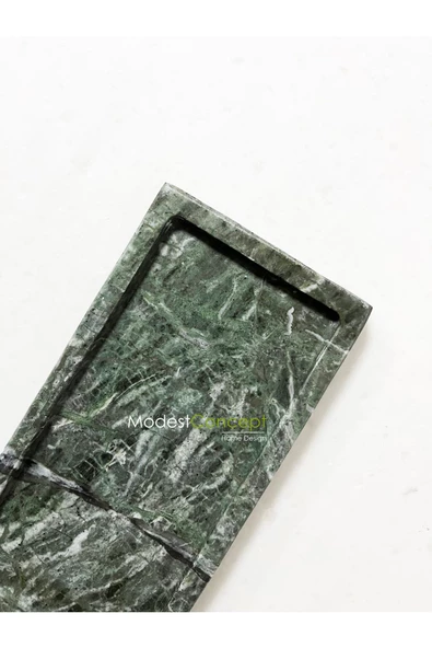 Modestmar Doğal Yeşil Mermer Tepsi  , Verde Guatemala Mermer Tepsi 15x30 - 5