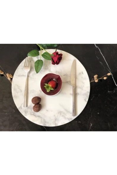Modestmar Mermer Sunum Tepsisi Yuvarlak Çap 28cm