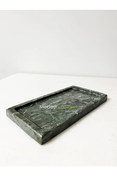 Modestmar Doğal Yeşil Mermer Tepsi  , Verde Guatemala Mermer Tepsi 15x30 - 1