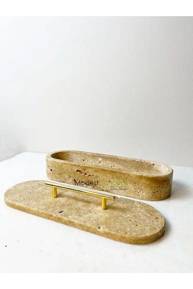 Modestmar Doğal Traverten Mermer Organizer, Mermer Düzenleyici & Kapaklı Kutu, Mermer Kutu Mermer Takı Kutusu ürün görseli