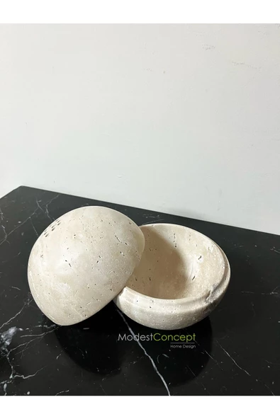 Modestmar Traverten Buhurdanlık, Mermer Buhurdanlık, Traverten Tütsülük, Yuvarlak Buhurdanlık - 6