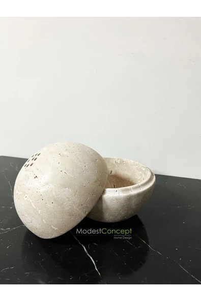 Modestmar Traverten Buhurdanlık, Mermer Buhurdanlık, Traverten Tütsülük, Yuvarlak Buhurdanlık - 4