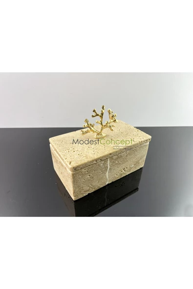 Modestmar Doğal Traverten Mermer Kase, Mermer Takılık, Organizer, Dekoratif Kase - 3