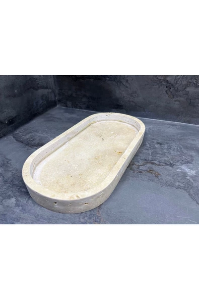 Modestmar Doğal Traverten Mermer Tepsi, Banyo Düzenleyici, Sunum Tabağı - 4