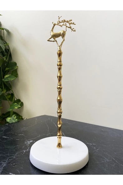 Modestmar Doğal Mermer Havluluk Pirinç Geyik Detaylı Gold Mrm0079 - 2