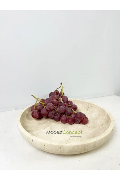 Modestmar Ivory Traverten Kase, Traverten Dekoratif Kase, Traverten Tabak 26cm - 4