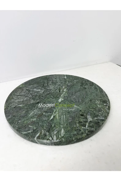 Modestmar Doğal Yeşil Mermer Yuvarlak Tepsi, Mermer Sunum, Mermer Supla, Mermer Masa Üstü 35cm ürün görseli