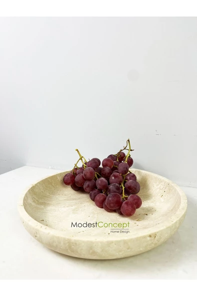 Modestmar Ivory Traverten Kase, Traverten Dekoratif Kase, Traverten Tabak 26cm - 6