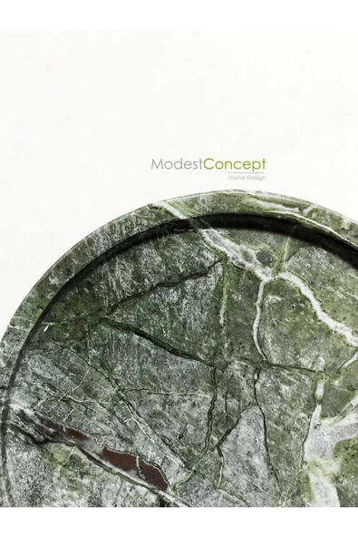 Modestmar Doğal Yeşil Mermer Yuvarlak Tepsi, Verde Guatemala Tepsi 28cm - 2