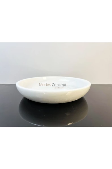 Modestmar Doğal Beyaz Mermer Kase 26cm, Mermer Tabak - 6