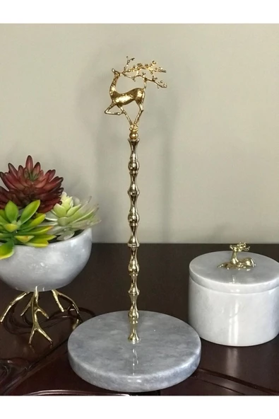Modestmar Doğal Gri Mermer Havluluk Gold Geyik Objeli - 4
