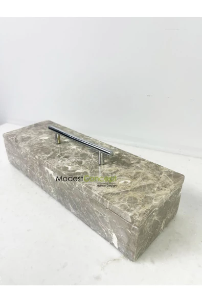 Modestmar Doğal Siyah Mermer Sunum Tabağı, Servis Tabağı Oval Kenar - 5