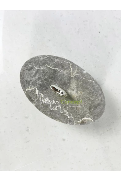 Modestmar Doğal Gri Mermer Kase, Mermer Takı kutusu,Mermer Organizer, Dekoratif Kase, Oval Kase Gümüş Kuğu - 3