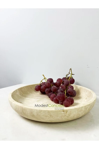 Modestmar Ivory Traverten Kase, Traverten Dekoratif Kase, Traverten Tabak 26cm - 5