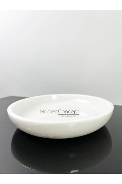 Modestmar Doğal Beyaz Mermer Kase 26cm, Mermer Tabak - 3