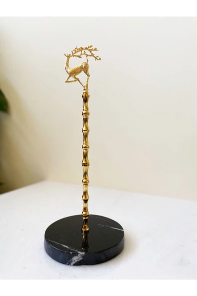 Modestmar Doğal Siyah Mermer Havluluk Gold Geyik Objeli Mrm0053