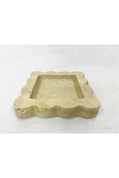 Modestmar Doğal Traverten Mermer Takı Düzenleyici, Organizer, Düzenleyici Kenar Detaylı 12cm - 2