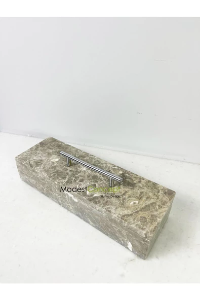 Modestmar Doğal Siyah Mermer Sunum Tabağı, Servis Tabağı Oval Kenar - 4