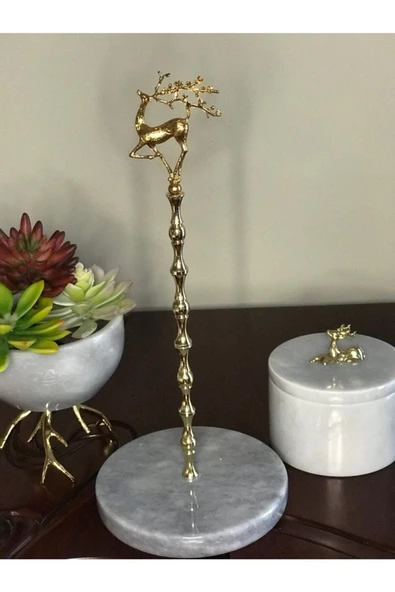 Modestmar Doğal Gri Mermer Havluluk Gold Geyik Objeli - 3