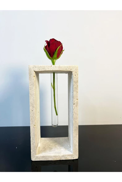 Modestmar Traverten Mermer Tüplü Çiçeklik, Dekoratif Mermer çiçeklik dikey  205cm - 3